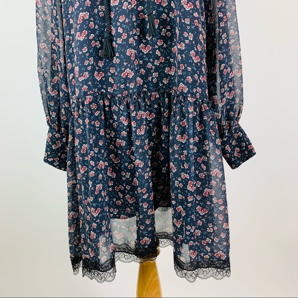 See By Chloe Floral Haze Lace Trim Dress Sz 42 - Picture 4 of 14